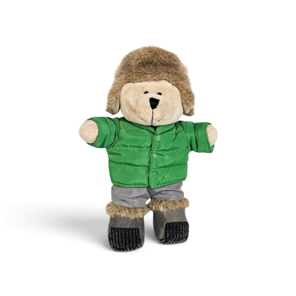 Starbucks 2011 Bearista Bear Green Puffer Jacket Fur Hat 104th Edition Plush Toy